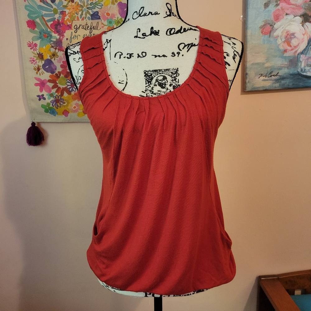 100% Modal The Limited Sleeveless Red Boho Top With Pockets, Elastic Hem, EUC XS - Picture 6 of 16